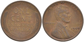 США 1 ЦЕНТ 1944 ЛИНКОЛЬН KM А132 медь цинк 187-1132