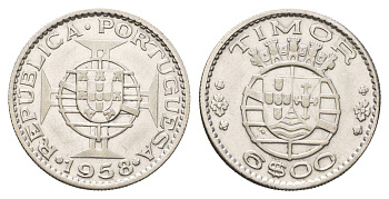 Португальский Тимор 6 эскудо 1958 год-тип KM 15 серебро 4671-826
