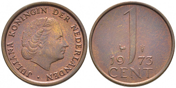 НИДЕРЛАНДЫ 1 ЦЕНТ 1973 KM 180 бронза 112-321