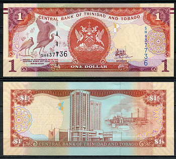 Тринидад и Тобаго 1 доллар 2006 ибис, здание Центрального банка, радар 637736 Pick 46 A (2)  бумага  UNC (пресс) 2196-46-3-1