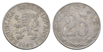 Чехословакия 25 геллеров 1953 KM 39 алюминий 3336-954