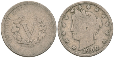 США 5 центов 1900 голова свободы KM 112 медно-никель 4563-243