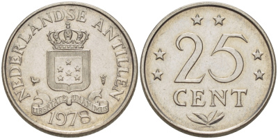 Нидерландские Антилы 25 центов 1978 Юлиана (1948-1980) KM 183 никель 66-356