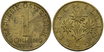 Австрия 1 шиллинг 1986 KM 2886 алюминиевая бронза 4135-215