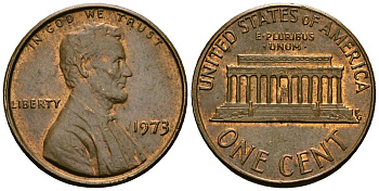 США 1 цент 1973 Линкольн KM 201 медь цинк 4136-139