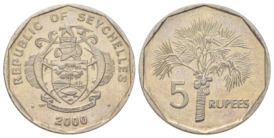 Сейшельские Острова (Сейшелы) 5 рупий 2000 KM 51 медно-никель UNC 4622-1256