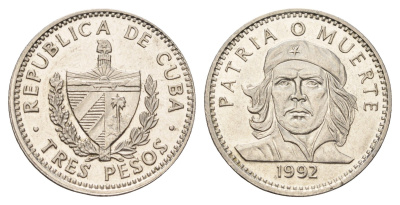 Куба 3 песо 1992 Эрнесто Че Гевара KM 346a сталь плакированная никелем 4675-233