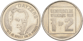 Нидерланды жетон ND средний 1 к 2  медно-никель  UNC  4593-844