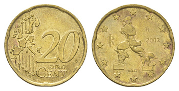 Италия 20 евроцентов 2002 KM 214 нордик 4629-322