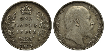 Британская Индия 1 рупия 1903 Эдуард VII KM 508 серебро 1523-321