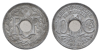 Франция 10 сантимов 1941 KM 895 цинк 4647-828