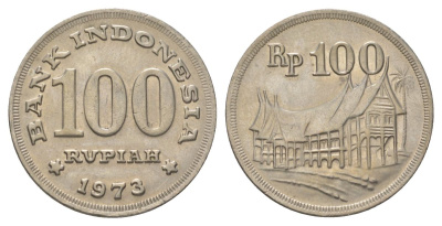 Индонезия 100 рупий 1973 KM 36 медно-никель aUNC 4624-1014