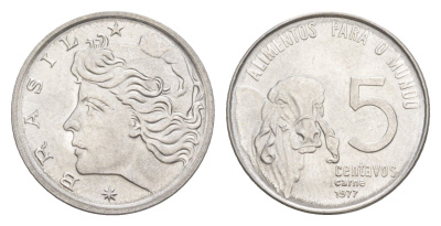 Бразилия 5 сентаво 1977 ФАО - Зебу KM 587 нержавеющая сталь UNC 4644-423