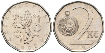 Чехия 2 кроны 2008 b’ KM 9 сталь плакированная никелем aUNC 4516-655
