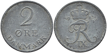 ДАНИЯ 2 ЭРЕ 1953 ФРИДЕРИК IX KM 840.1 цинк 26-1164