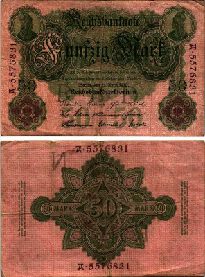 ГЕРМАНИЯ 50 МАРОК 1910 21 АПРЕЛЯ 1910 Pick 41 бумага 6318-16-1-2