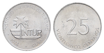 Куба 25 сентаво 1988 туристические деньги, INTUR KM 419 алюминий UNC 4686-1043