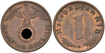 Германия 1 рейхспфенниг 1939 A KM 89, J 361 бронза 4392-221