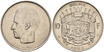 Бельгия 10 франков 1969 Belgie KM 156.1 никель    4187-441