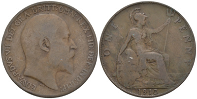 Великобритания 1 пенни 1912 Георг V (1910-1936) KM 810, Spink 4051 бронза 4607-1023