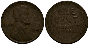 США 1 цент 1941 Линкольн KM 132 бронза 4164-825