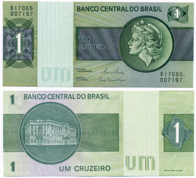 БРАЗИЛИЯ 1 КРУЗЕЙРО 1980 ПОДПИСЬ 20, СЕРИЯ В Pick 191Ас бумага UNC (ПРЕСС) 8611-37-3-1