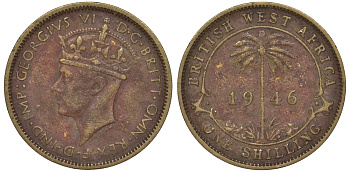 Британская Западная Африка 1 шиллинг 1946 Георг VI KM 23 никель латунь 25-1555