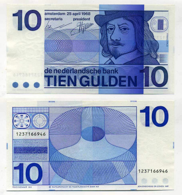 НИДЕРЛАНДЫ 10 ГУЛЬДЕНОВ 1968 25 АПРЕЛЯ 1968, ФРАНС ХАЛС Pick 91b бумага UNC (ПРЕСС) 6293-12-2