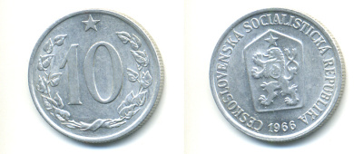 ЧЕХОСЛОВАКИЯ 10 ГЕЛЛЕРОВ 1966 СОЦИАЛИСТИЧЕСКАЯ РЕСПУБЛИКА KM 49.1 алюминий 89-1746