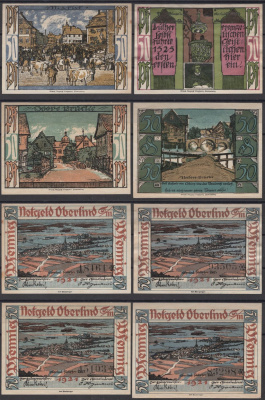Оберлинд полный набор из 4 нотгельдов (50 пфеннигов) 1921 Grabowski 999.1a бумага UNC (пресс) 7556-24-3-1