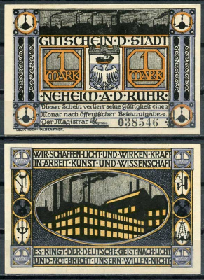 Германия, Нихайм на Руре 1 марка ND нотгельд, городские виды бумага UNC (пресс) 00-00