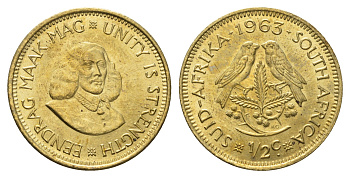 ЮАР 1/2 цента 1963 Ян ван Рибек KM 56 латунь UNC 4693-455