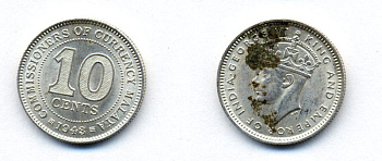 Британская Малайя 10 центов 1948 Георг VI (1937-1952) KM 8 медно-никель 41-1126