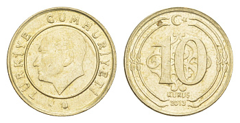 Турция 10 курушей 2013 Кемаль Ататюрк KM 1241 медь цинк никель 4647-617