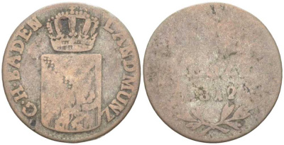 Баден 3 крейцера 1812 Карл Людвиг Фридрих (1811-1818) KM 148.1 серебро 4380-1024