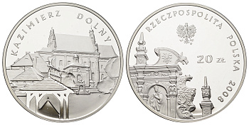 Польша 20 злотых 2008 Памятники Польши - Казимеж-Дольны Y 642 серебро PROOF 11-057-23