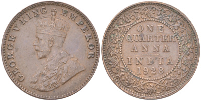 Британская Индия 1/4 анны 1928 KM 512 бронза 4620-1244