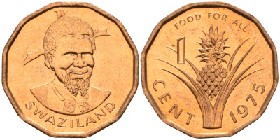 Свазиленд 1 цент 1975 FAO, продовольственная программа, Собуза II KM 21 бронза UNC M18-16