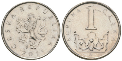 Чехия 1 крона 2011 b’ KM 7 сталь плакированная никелем aUNC 4516-432