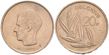 Бельгия 20 франков 1980 Belgique, Бодуэн I (1951-1993) KM 159 никель бронза 4577-956