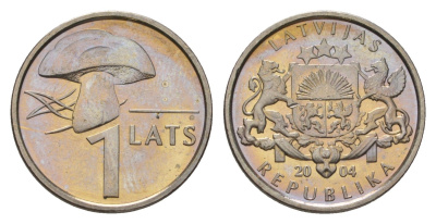 Латвия 1 лат 2004 Гриб KM 67 медно-никель UNC 4625-1062