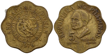 Филиппины 5 сентимо 1976 KM 206 латунь 4602-234