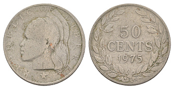 Либерия 50 центов 1975 KM 17a.2 медно-никель 4641-1255