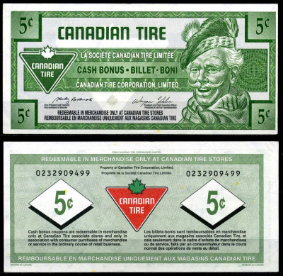 Канада купон на 5 центов 2004 Canadian Tire бумага 2195-34-1-1