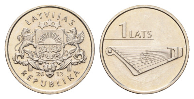 Латвия 1 лат 2013 Кокле KM 142 медно-никель UNC 4679-417