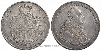 Саксен-Кобург-Заальфельд 1 талер 1765 I.C.K., с орденским крестом KM 45, Dav. 2752, C # 45 rare серебро 00-815-30