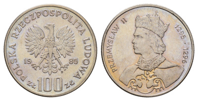 Польша 100 злотых 1985 MW, серия польские правители, Пшемыслав II (1295-1296) Y 155 медно-никель UNC 4653-724
