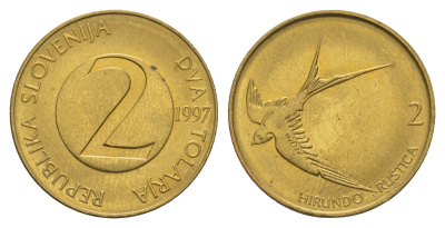 Словения 2 толара 1997  KM 5 латунь  UNC  4660-131