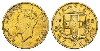 Ямайка 1 пенни 1952 KM 35 никель латунь 4628-626