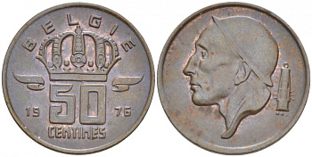БЕЛЬГИЯ 50 САНТИМОВ 1976 BELGIE KM 149.1 бронза 3996-1257